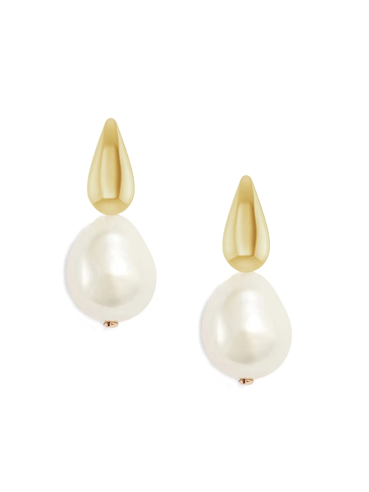 Gold Drop Oval Pearl Earrings sold by POPPY FINCH