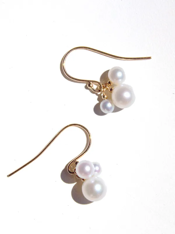 Trio Pearl Drop Earrings sold by POPPY FINCH