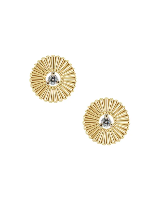 Gold Bloom Diamond Studs sold by POPPY FINCH