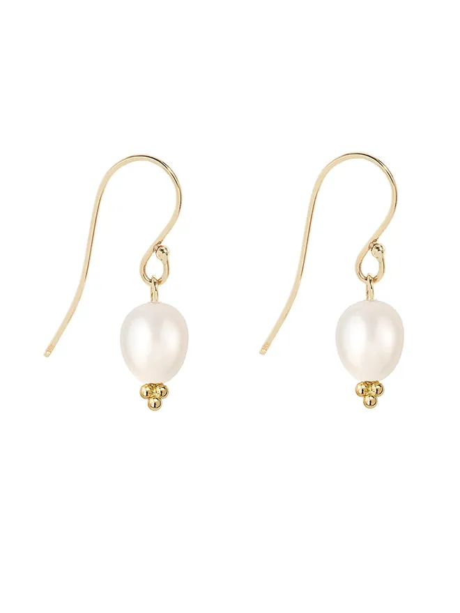 Oval Pearl Trio Bead Hook Earrings sold by POPPY FINCH