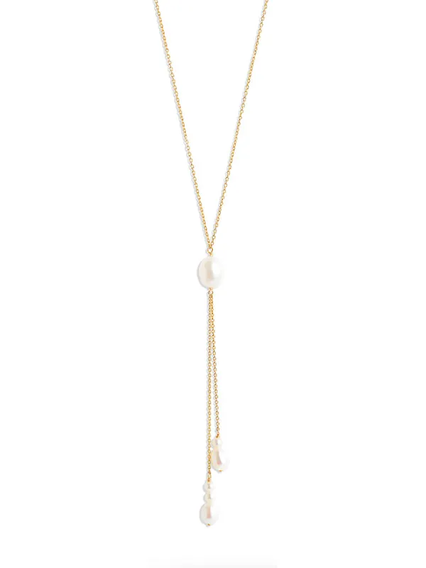 Oval Pearl Lariat Necklace sold by POPPY FINCH