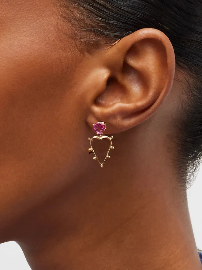 Gemstone Heart Dangle Earrings sold by POPPY FINCH product image thumbnail 4