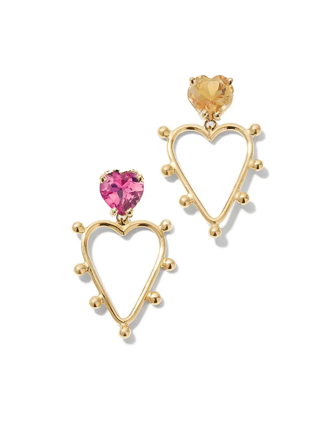 Gemstone Heart Dangle Earrings sold by POPPY FINCH product image thumbnail 3