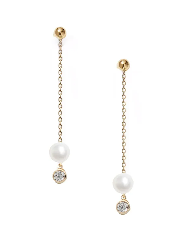 Diamond Pearl Linear Earrings sold by POPPY FINCH