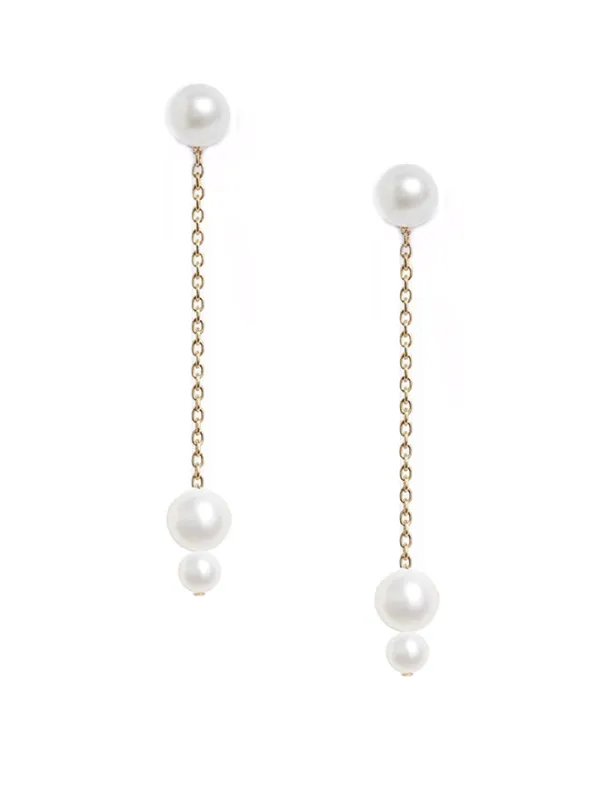 Pearl Duo Drop Earrings sold by POPPY FINCH