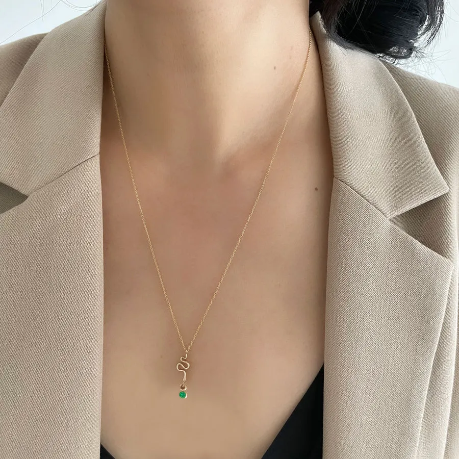 Serpent Gemstone Pendant Necklace sold by POPPY FINCH product image thumbnail 2