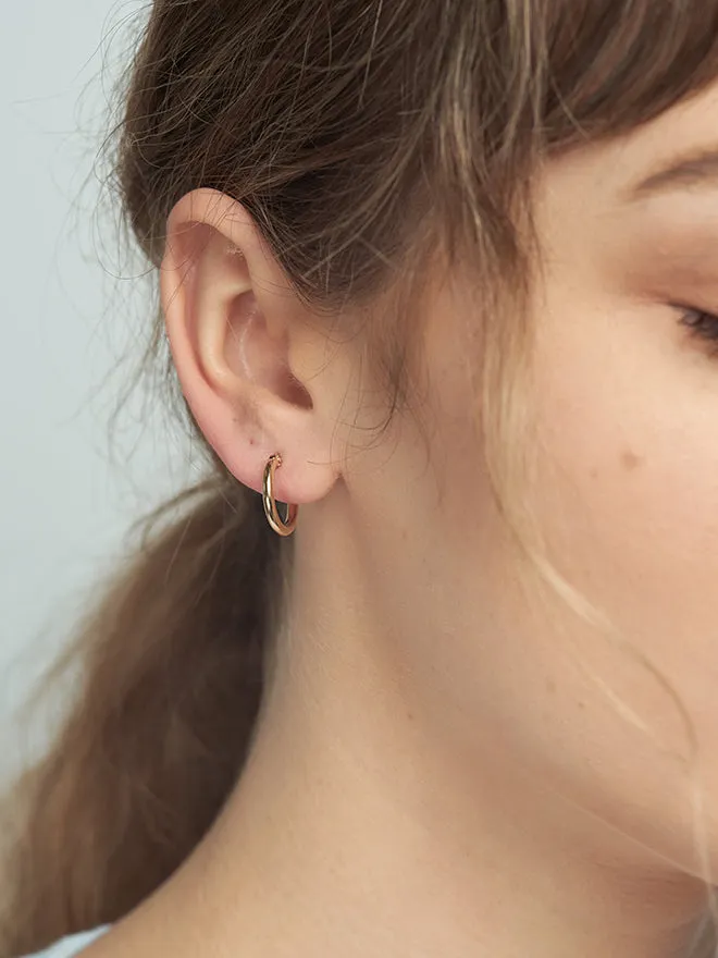 2mm Gold Hoop Earrings sold by POPPY FINCH product image thumbnail 4