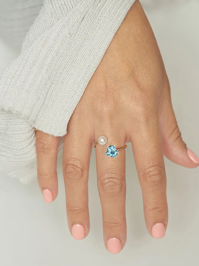 Open Twist Gem Heart Pearl Ring sold by POPPY FINCH product image thumbnail 2