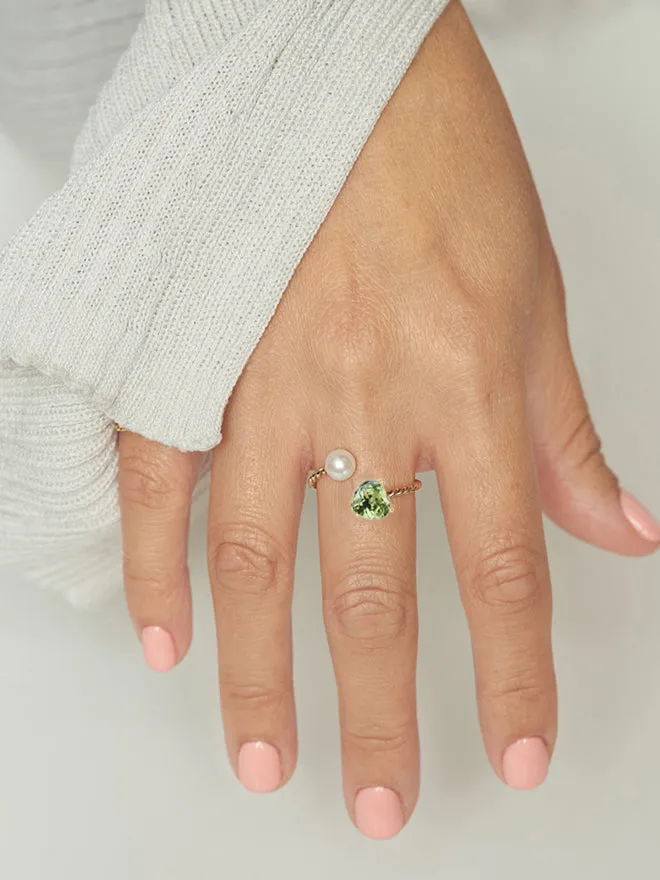 Open Twist Gem Heart Pearl Ring sold by POPPY FINCH product image thumbnail 4