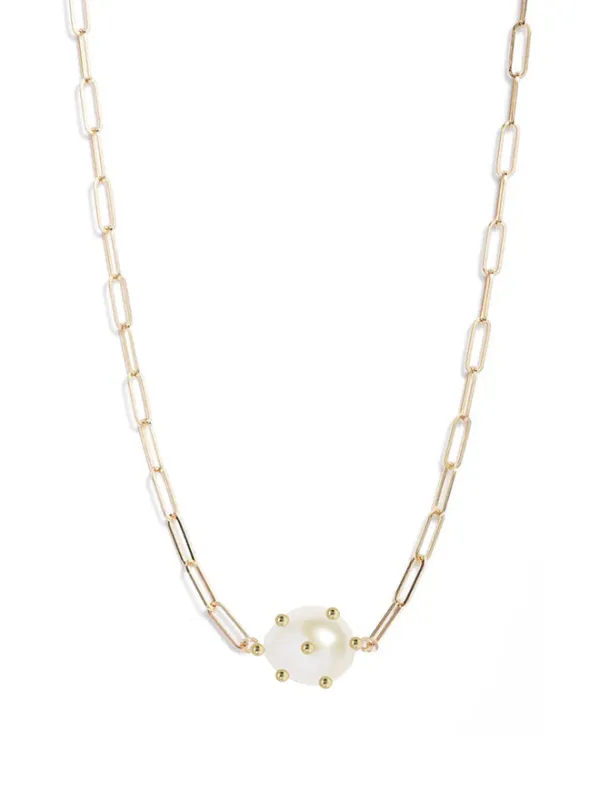 Bubble Oval Pearl Link Chain Necklace sold by POPPY FINCH