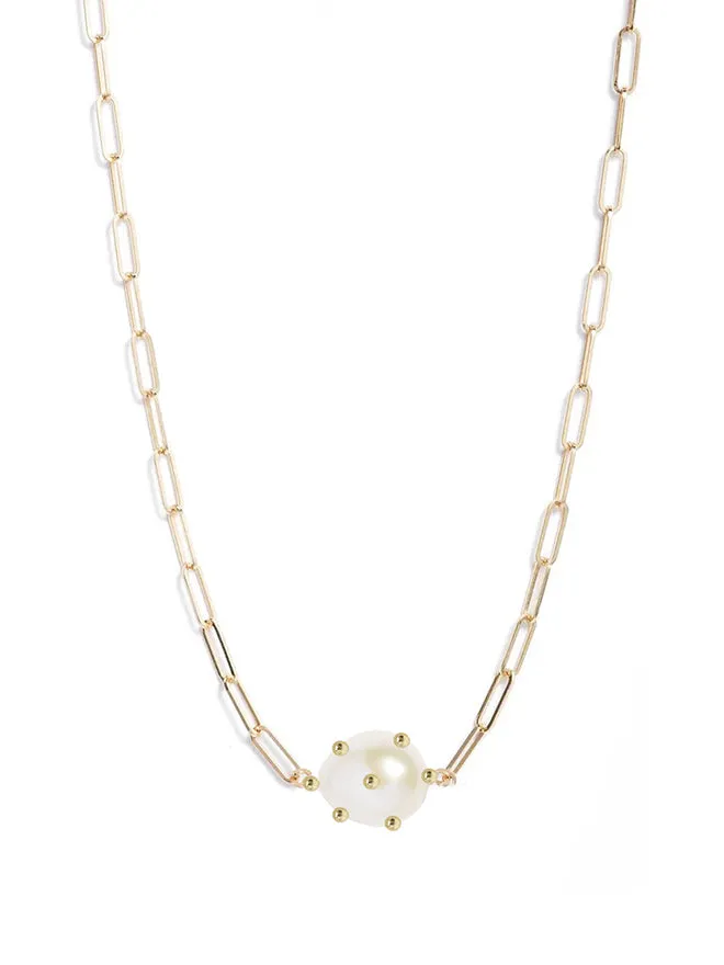 Bubble Oval Pearl Link Chain Necklace sold by POPPY FINCH