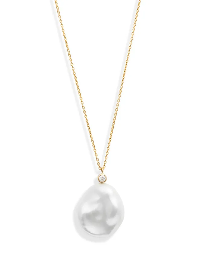 Diamond Petal Pearl Pendant Necklace sold by POPPY FINCH