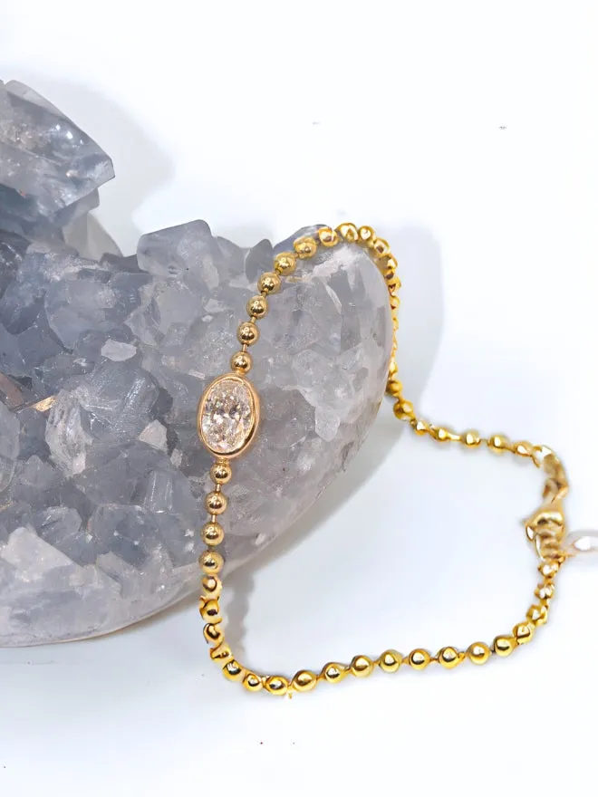Oval Lab Diamond Ball Chain Bracelet sold by POPPY FINCH product image thumbnail 3