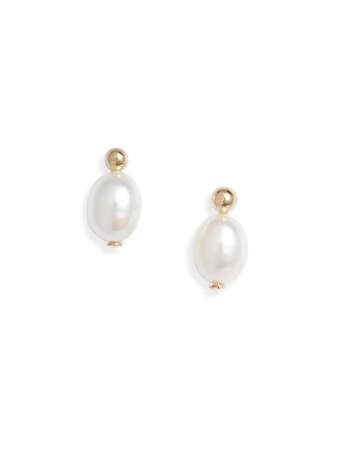 Petite Oval Pearl Studs sold by POPPY FINCH
