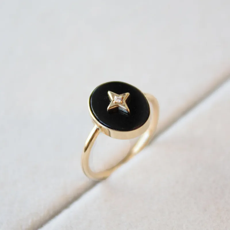 Onyx Diamond Star Ring sold by POPPY FINCH