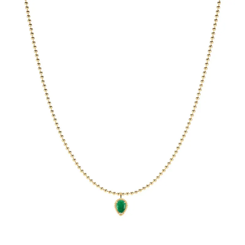Emerald Drop Gold Bead Necklace sold by POPPY FINCH