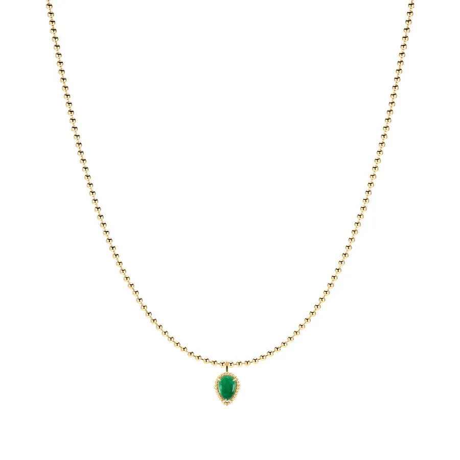 Emerald Drop Gold Bead Necklace sold by POPPY FINCH