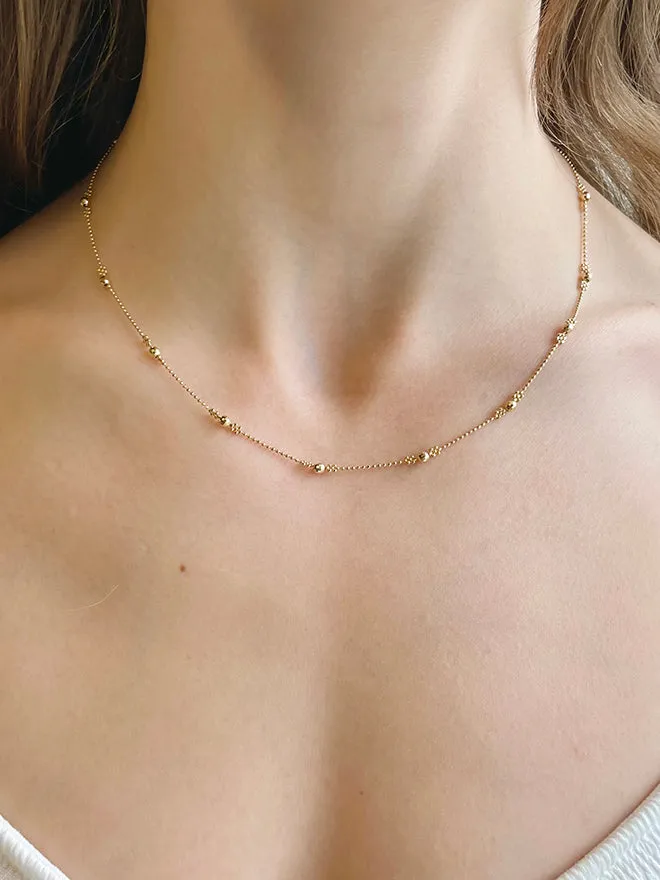 18K Mixed Flower Bead Adjustable Necklace sold by POPPY FINCH product image thumbnail 2