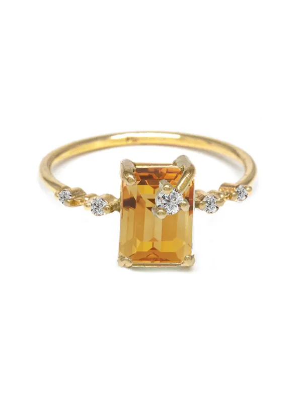 Emerald Cut Gemstone Diamond Ring sold by POPPY FINCH