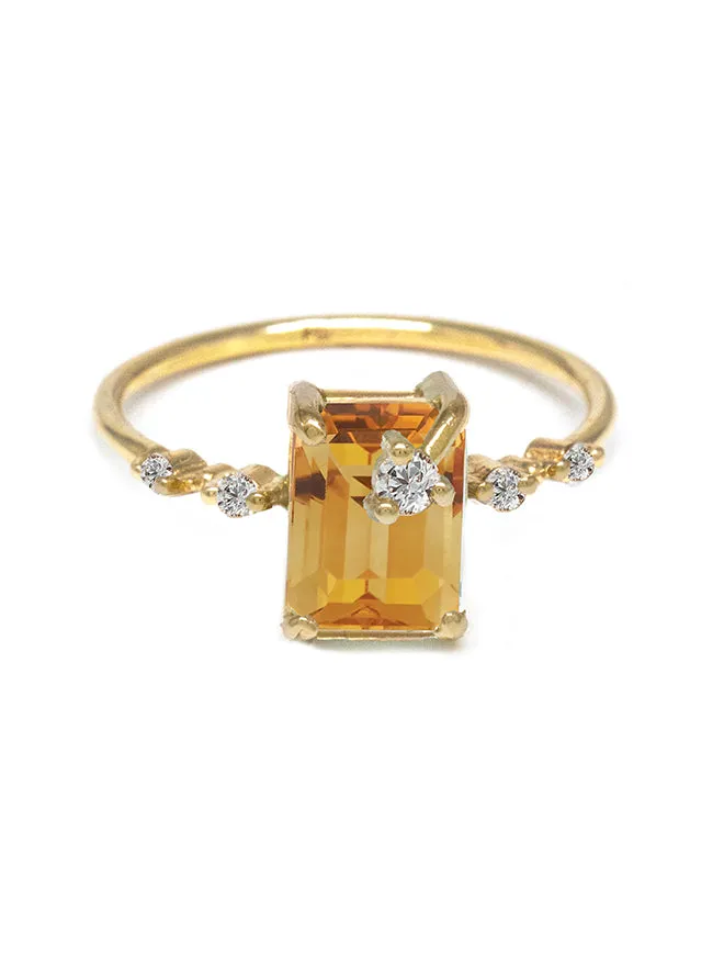 Emerald Cut Gemstone Diamond Ring sold by POPPY FINCH