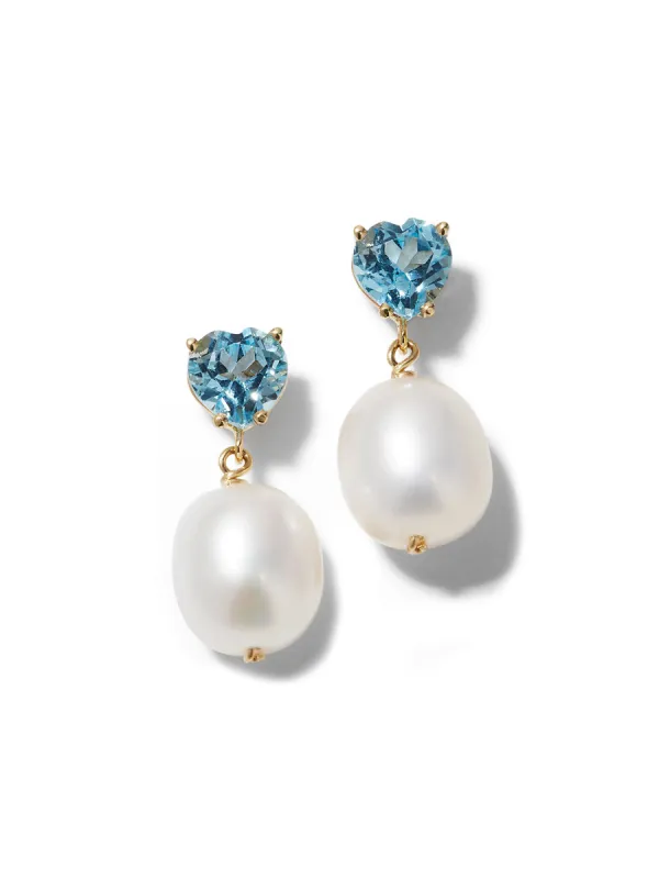 Gem Heart Oval Pearl Earrings sold by POPPY FINCH