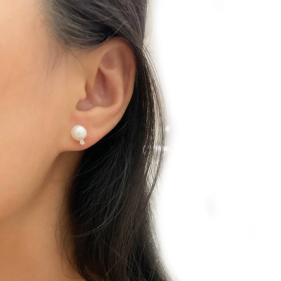 Pearl Diamond Stud Earrings sold by POPPY FINCH product image thumbnail 5