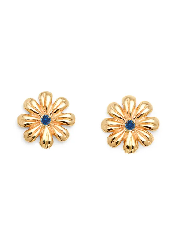 Gold Daisy Gem Stud Earrings sold by POPPY FINCH