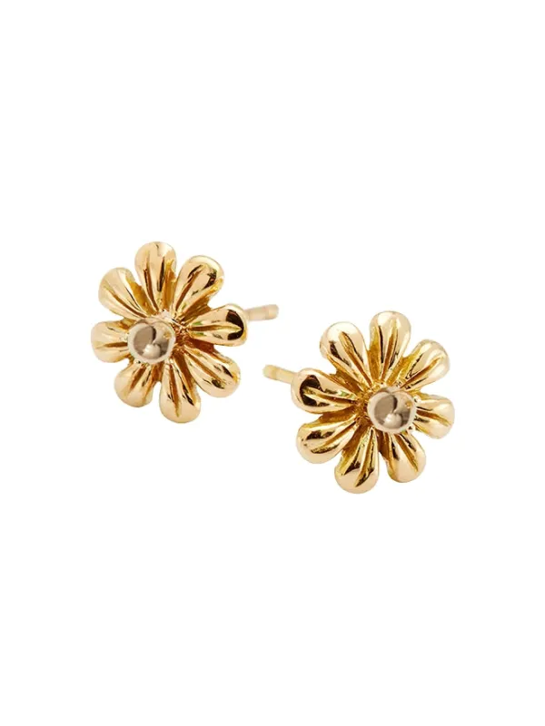 Gold Daisy Stud Earrings sold by POPPY FINCH