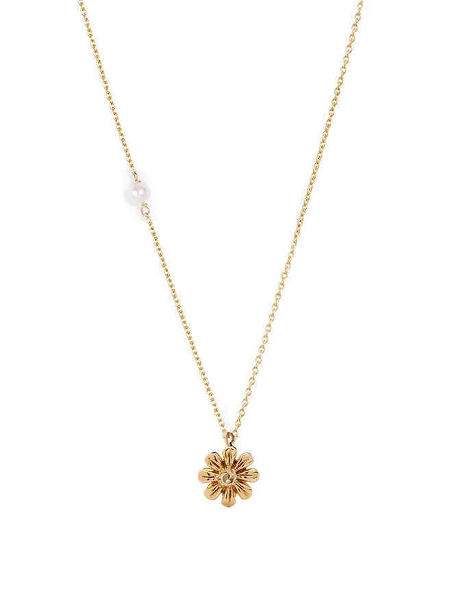 Gold Daisy Pendant Necklace sold by POPPY FINCH