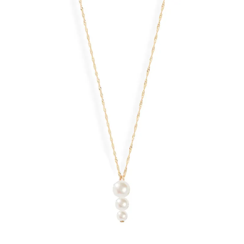 Triple Pearl Pendant Necklace sold by POPPY FINCH