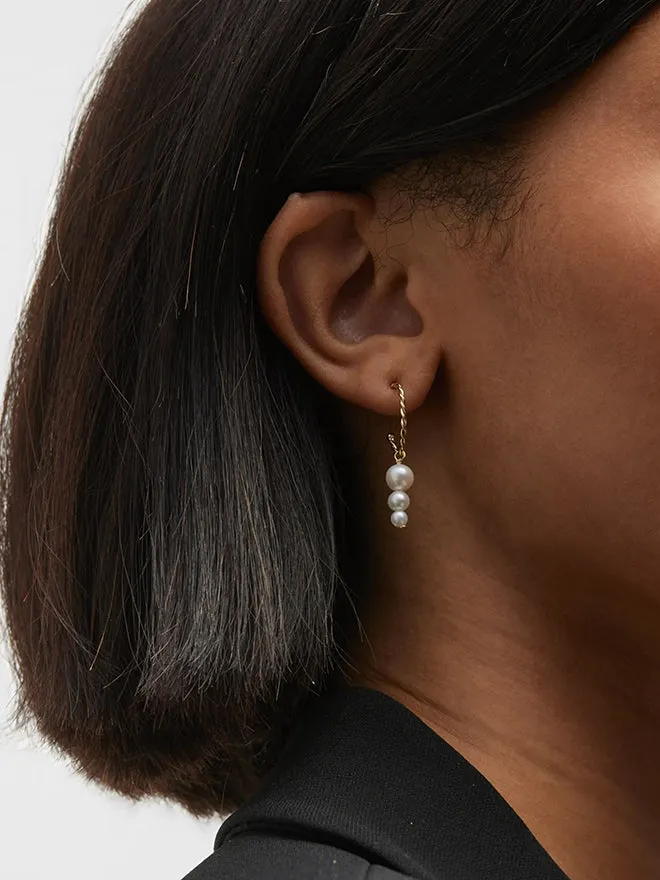 Triple Pearl Twisted Hoop Earrings sold by POPPY FINCH product image thumbnail 2