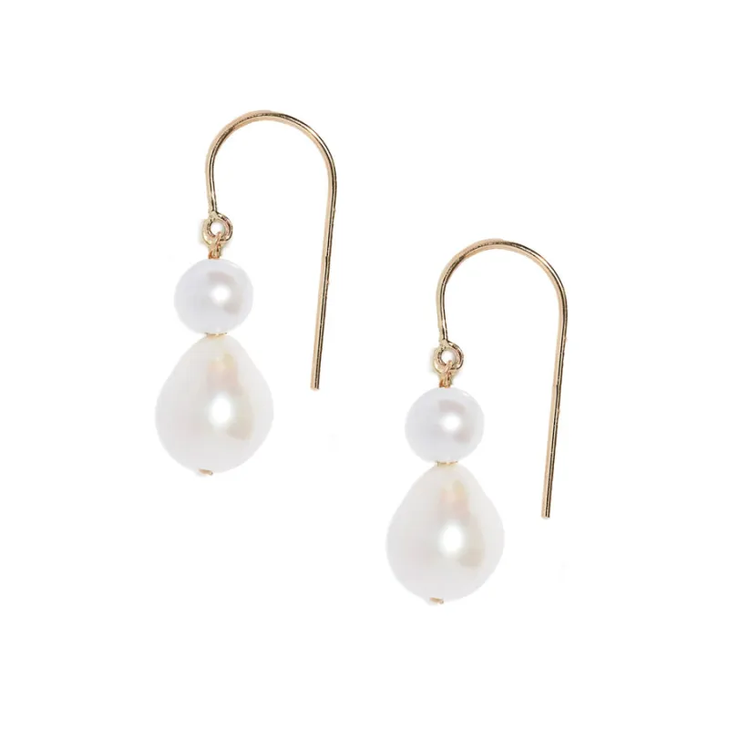 Duo Pearl Hook Earrings sold by POPPY FINCH