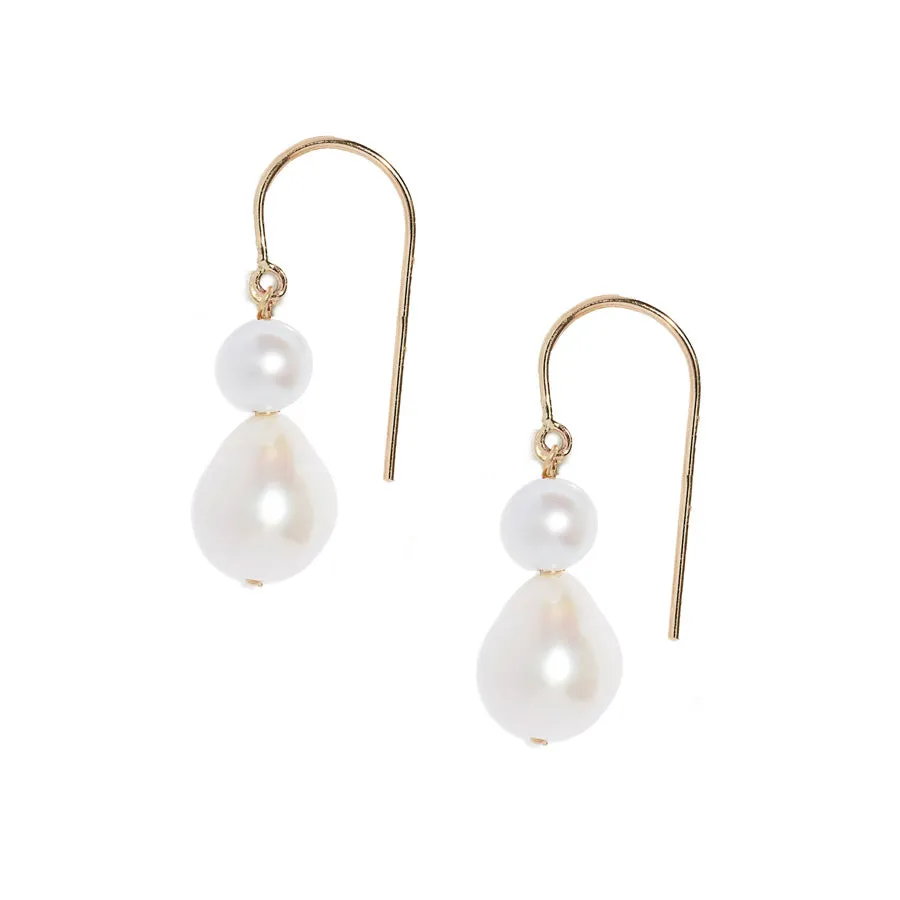 Duo Pearl Hook Earrings sold by POPPY FINCH