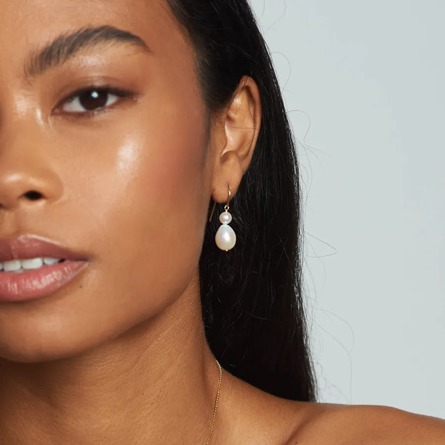 Duo Pearl Hook Earrings sold by POPPY FINCH product image thumbnail 2