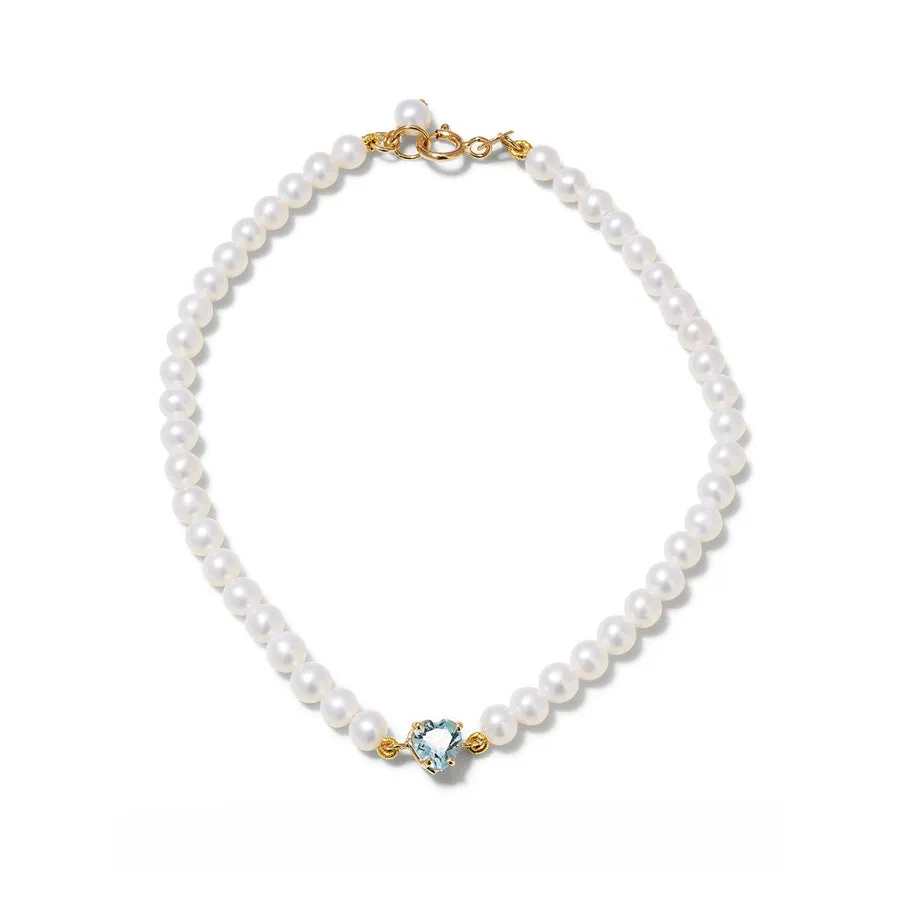 Gem Heart Pearl Bracelet sold by POPPY FINCH