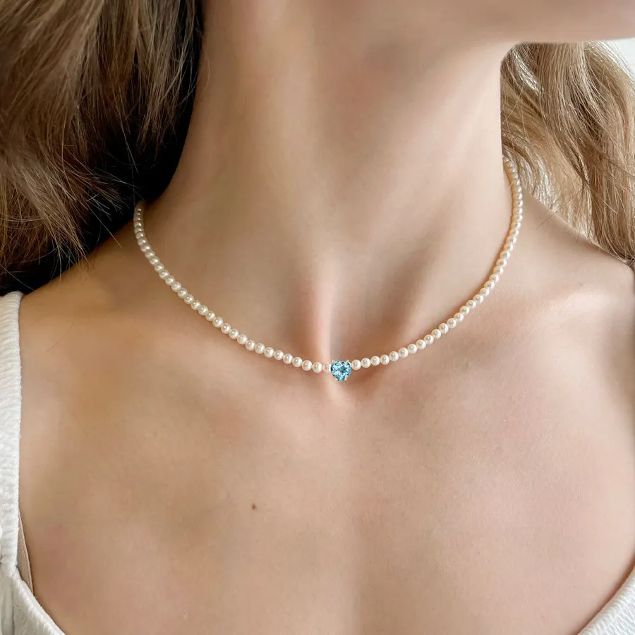 Gem Heart Pearl Necklace sold by POPPY FINCH product image thumbnail 2