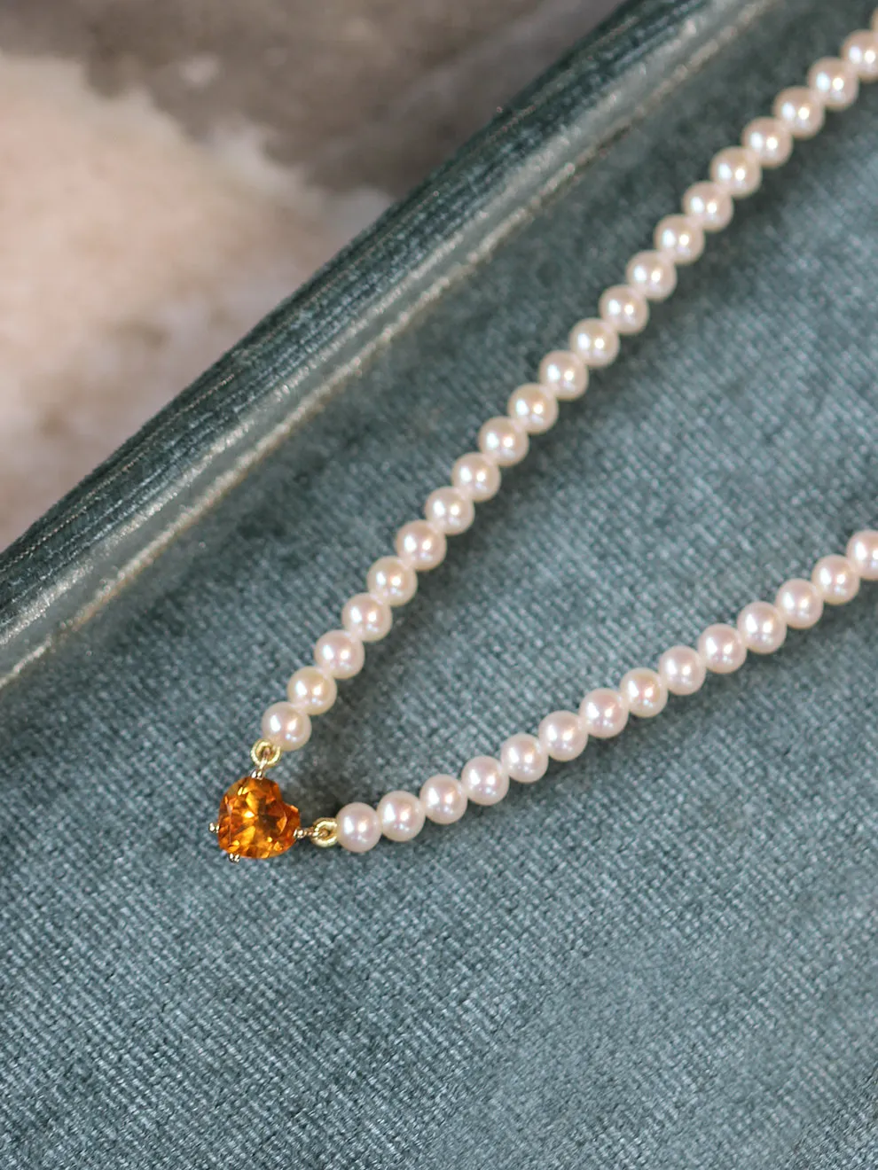 Gem Heart Pearl Necklace sold by POPPY FINCH product image thumbnail 4