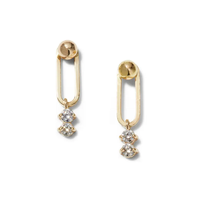 Diamond Duo Link Earrings made by POPPY FINCH