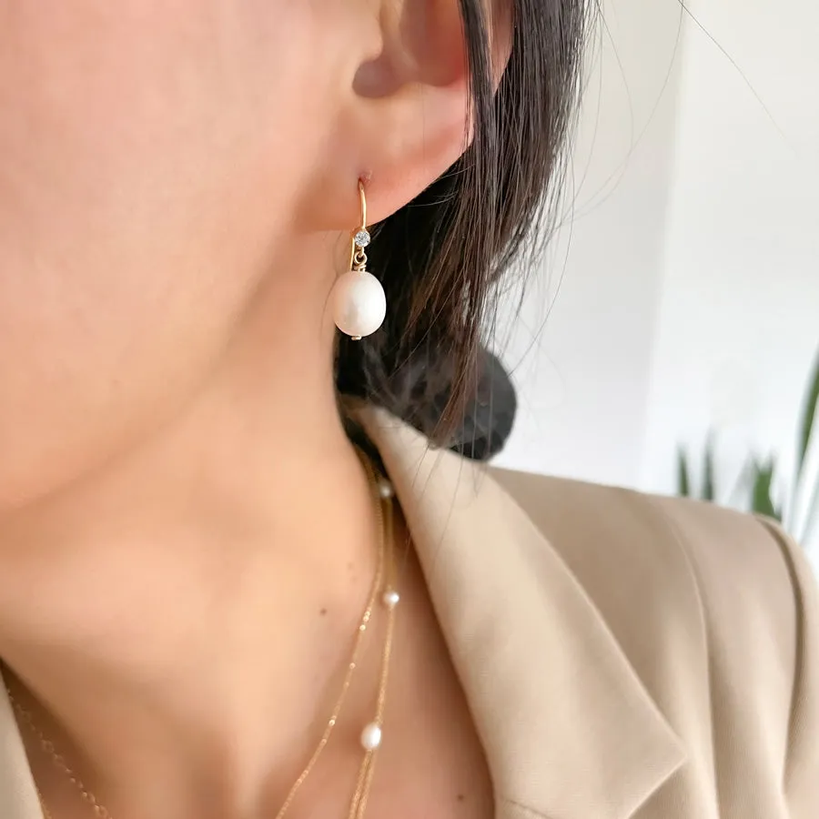 Gem Hook Large Oval Pearl Earrings sold by POPPY FINCH product image thumbnail 2