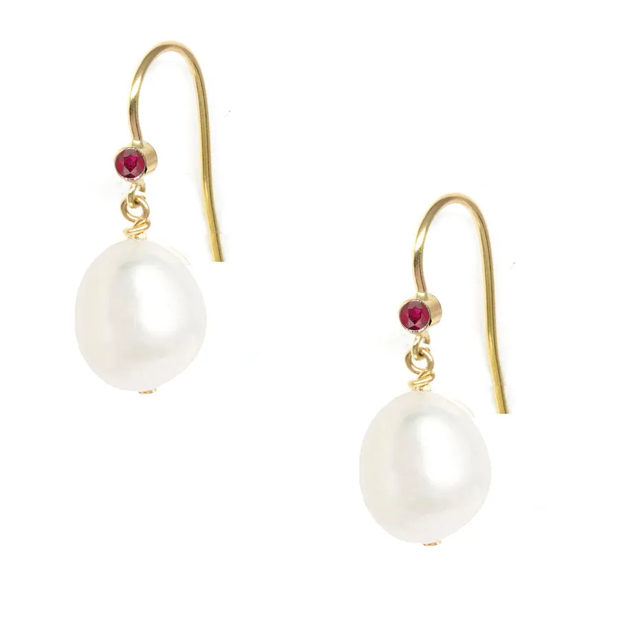 Gem Hook Large Oval Pearl Earrings sold by POPPY FINCH product image thumbnail 3