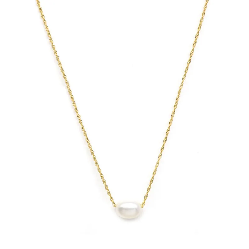 Petite Oval Pearl Solitaire Necklace sold by POPPY FINCH