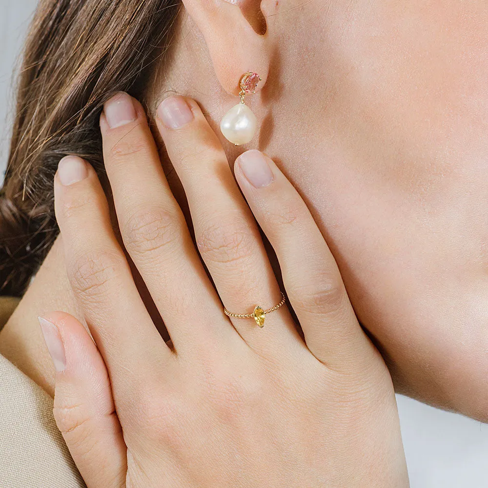 Oval Gem Baroque Pearl Earrings sold by POPPY FINCH product image thumbnail 5