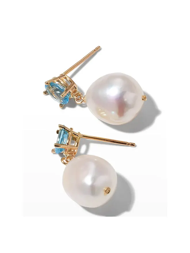 Oval Gem Baroque Pearl Earrings sold by POPPY FINCH product image thumbnail 3