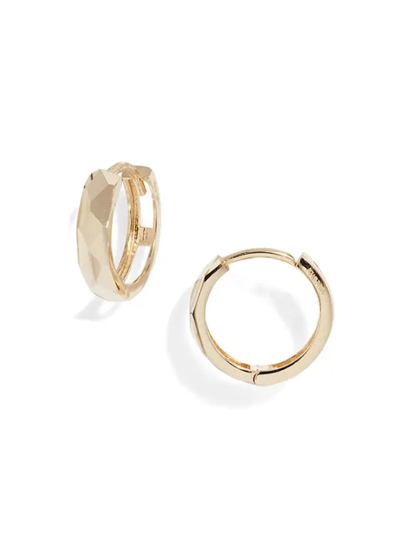 Faceted Gold Hoop Earrings sold by POPPY FINCH