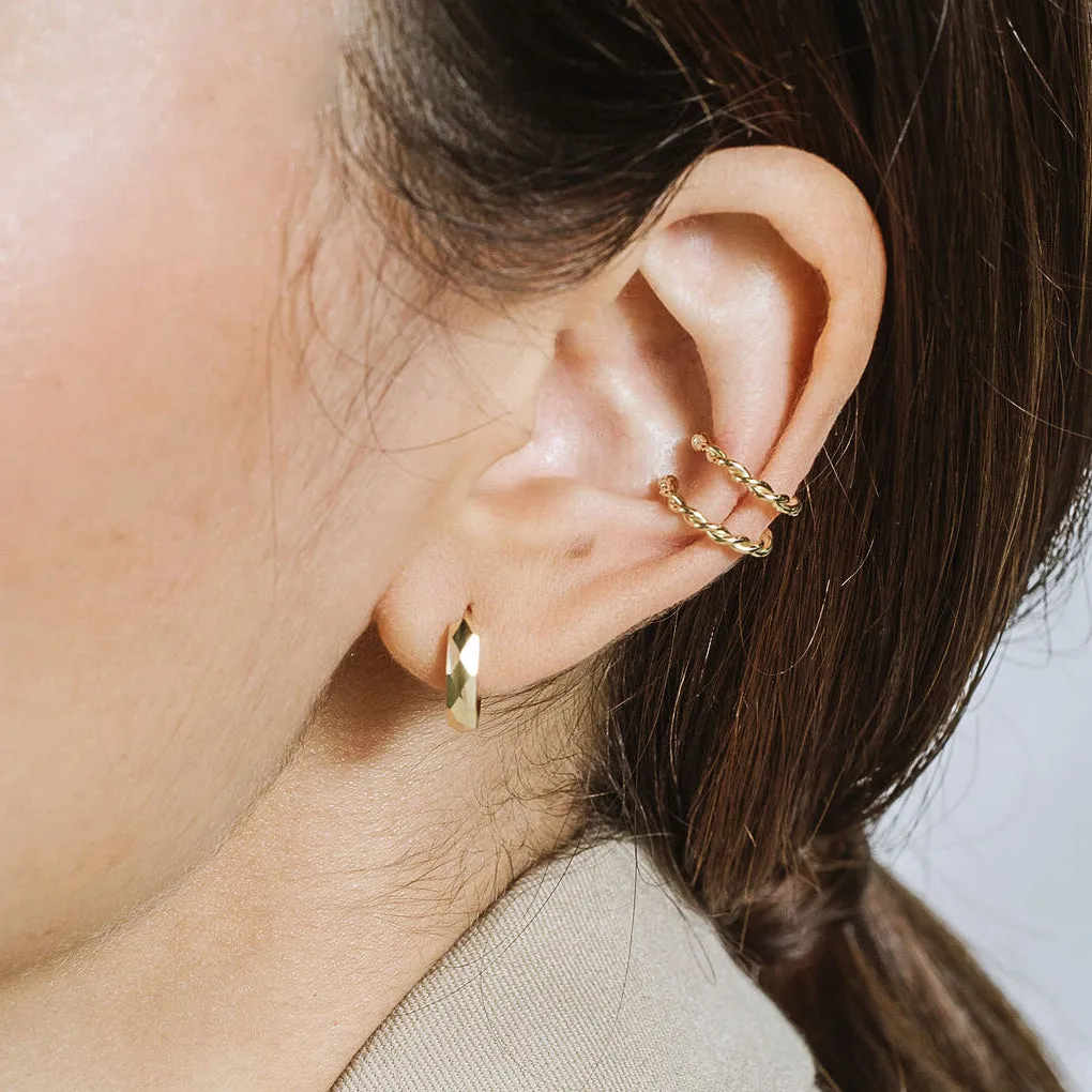 Faceted Gold Hoop Earrings sold by POPPY FINCH product image thumbnail 2