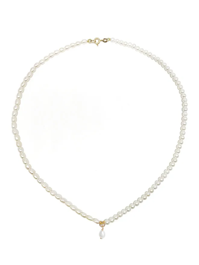 Contrast Petite Pearl Necklace sold by POPPY FINCH