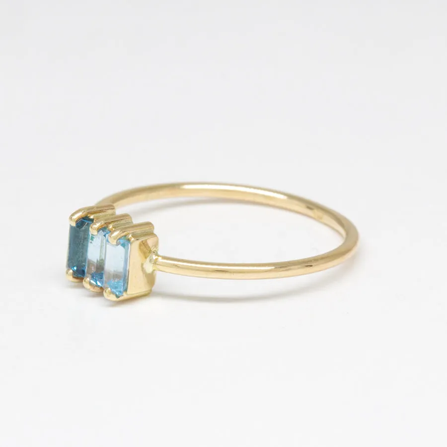 Triple Baguette Blue Topaz Gradient Ring sold by POPPY FINCH product image thumbnail 4