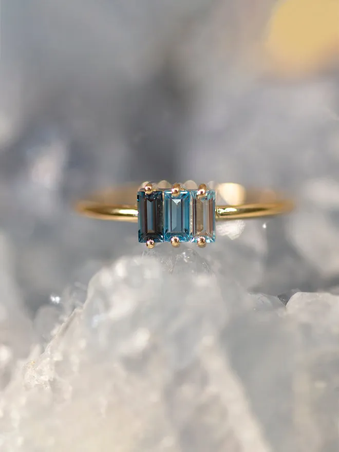 Triple Baguette Blue Topaz Gradient Ring sold by POPPY FINCH product image thumbnail 2