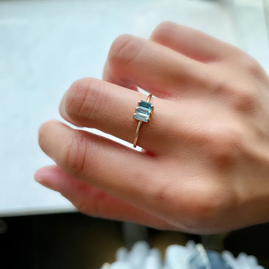 Triple Baguette Blue Topaz Gradient Ring sold by POPPY FINCH product image thumbnail 3