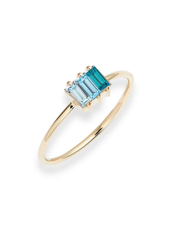 Triple Baguette Blue Topaz Gradient Ring sold by POPPY FINCH